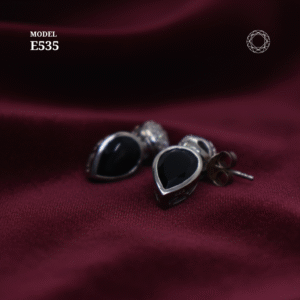 Reverse Teardrop Black Spinel Earrings Model R535
