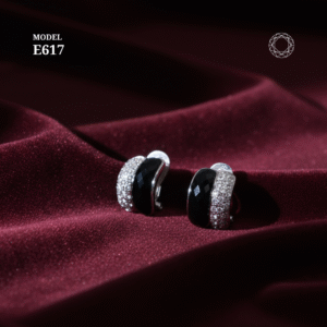 Black Spinel Diamond Earrings Model E617