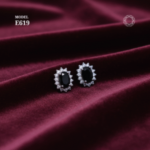 Black Spinel Diamond Earrings Model E619