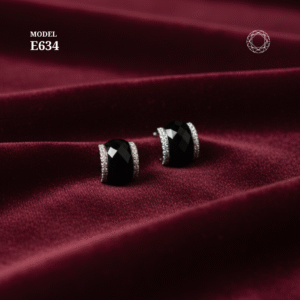 Black Spinel Diamond Earrings Model E634
