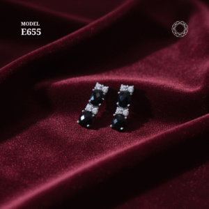 Black Spinel Diamond Earrings Model E655