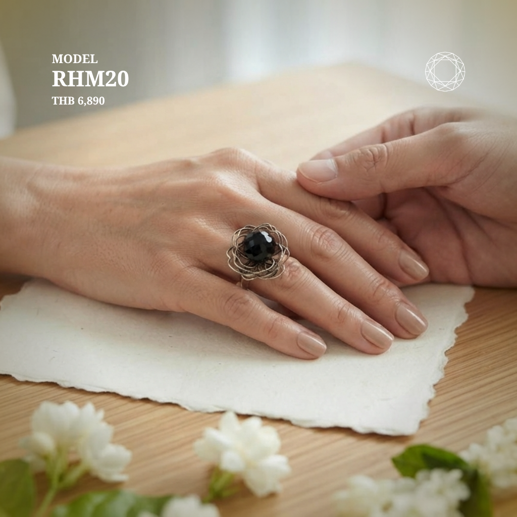 Black Rose Black Spinel Ring - Jindapitak